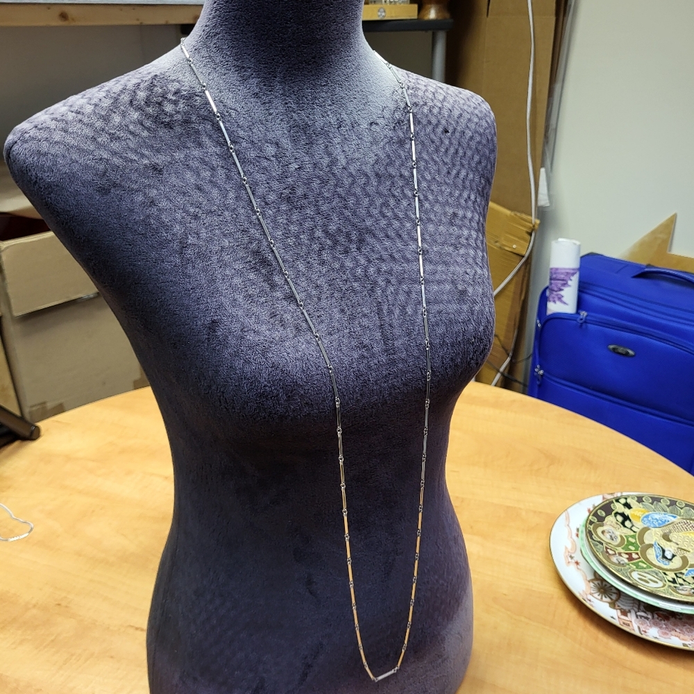 Very Long Bar Chain Necklace